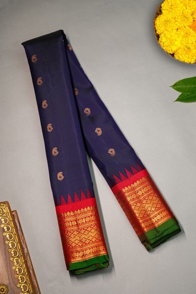 Gadwal Silk Navy Blue Saree