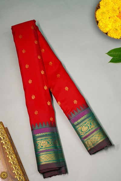 Gadwal Silk Red Saree