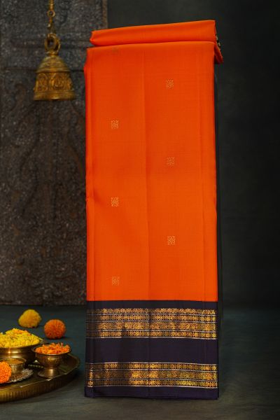 Kancheepuram Silk Orange Saree
