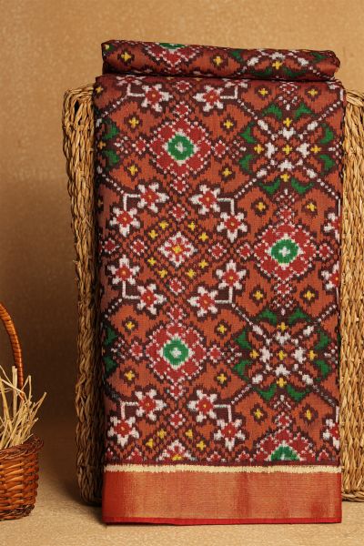 Patola Silk Maroon Saree With Paithani Pallu