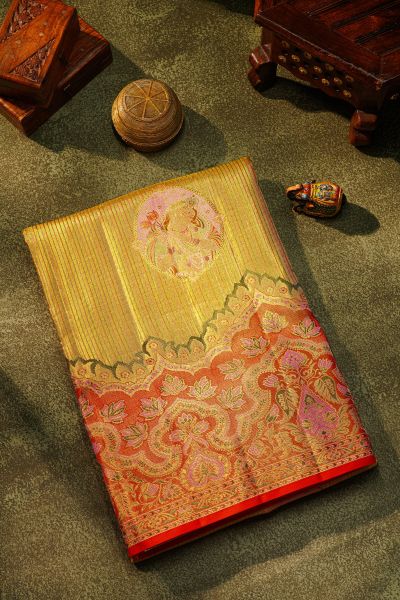 Kanchipuram Tissue Dual Colour Saree