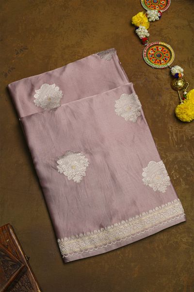 Banarasi Silk Lilac Saree With Florals And Buttis Body