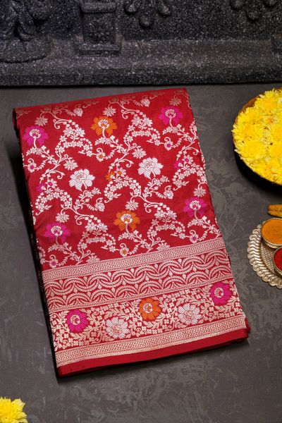 Banarasi Silk Red Saree