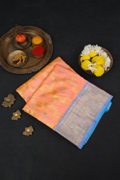 Venkatagiri Silk Light Peach Saree