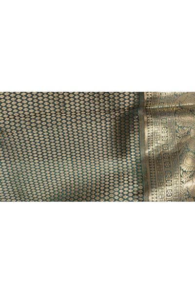 Venkatagiri Silk Mehendi Green Saree With Florals And Leaves Zari Buttis