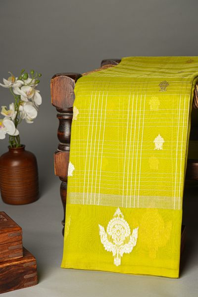 Designer Organza Lime Green Saree