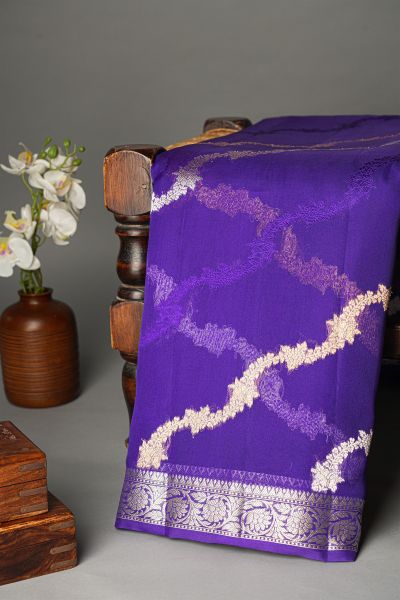 Designer Organza Purple Saree