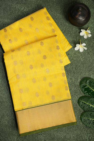 Chanderi Sico Yellow Saree