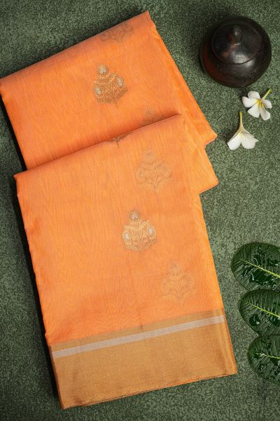 Chanderi Sico Peach Saree