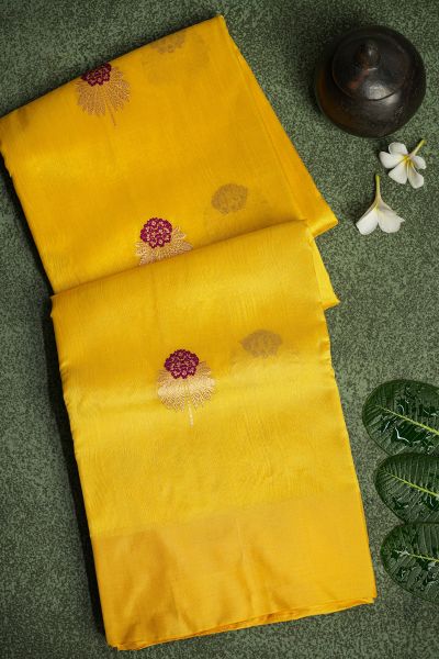 Chanderi Silk Yellow Saree