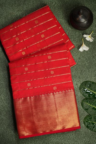 Chanderi Silk Red Saree