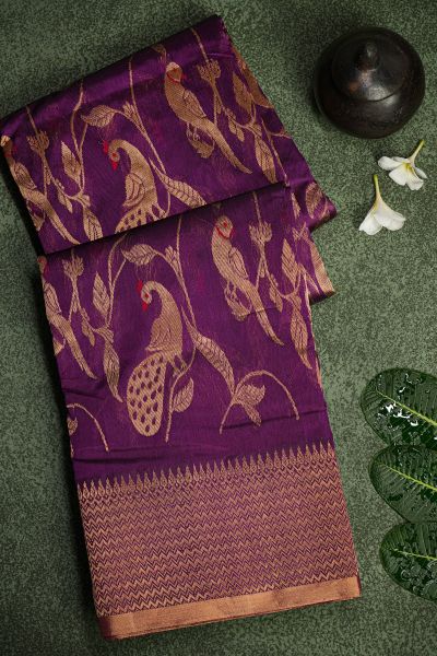 Chanderi Silk Purple Saree