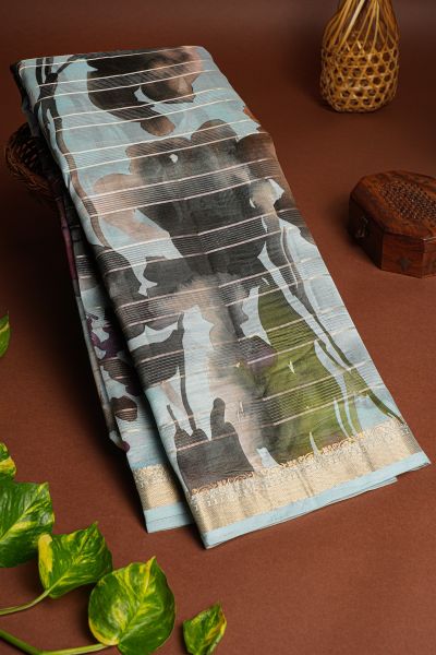 Matka Silk Sky Blue Saree