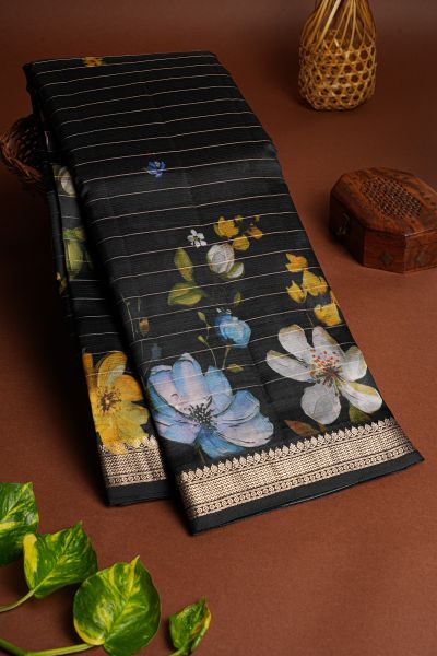 Matka Silk Black Saree