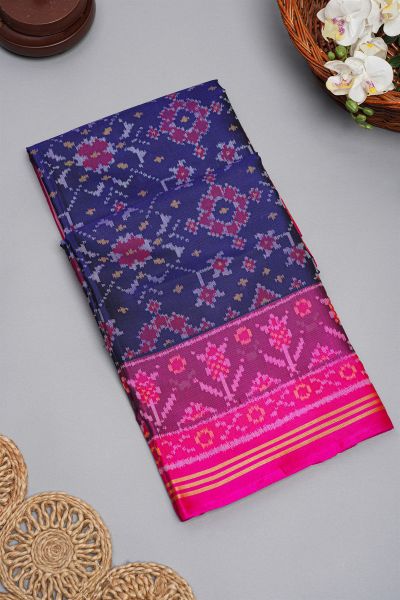 Patola Weaving Silk Navy Blue Saree