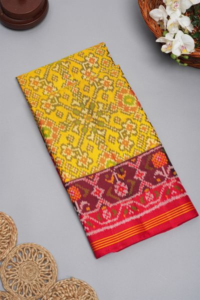 Patola Weaving Silk Mustard Yellow Saree