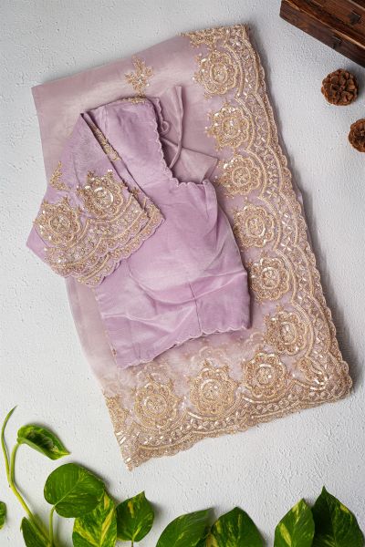 Designer Organza Lilac Saree