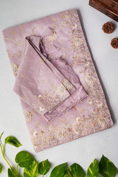 Designer Organza Lilac Saree