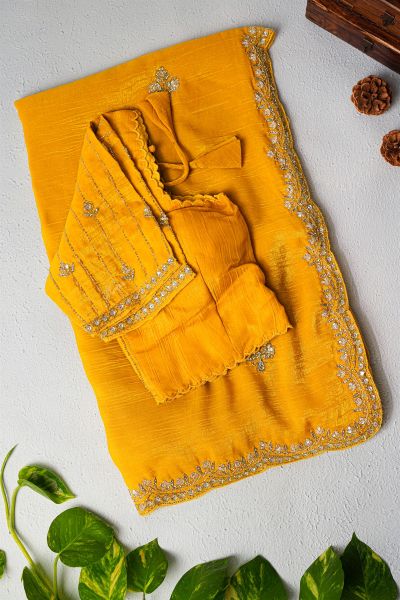 Designer Georgette Mustard Saree