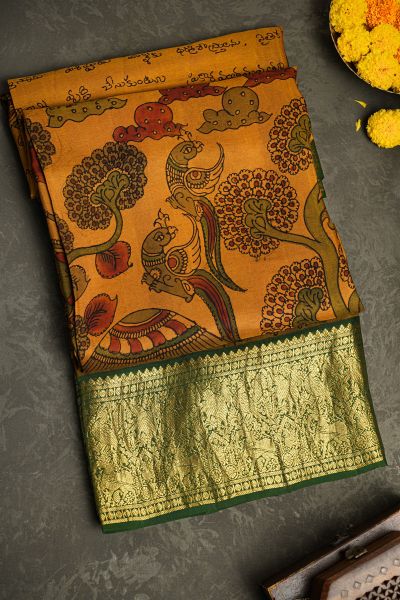 Srikalahasti Silk Mustard Saree