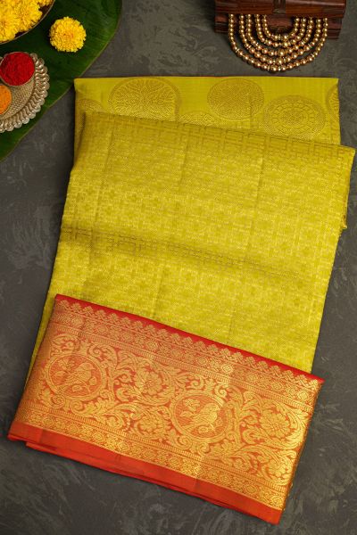 Venkatagiri Silk Mustard  Saree