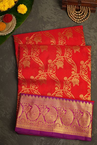 Venkatagiri Silk Red Saree