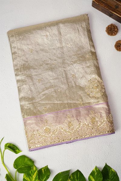 Designer Cocktail Tissue Grey Saree