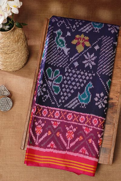 Patola Silk Navy Blue Saree