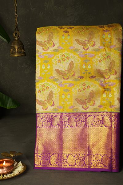 Kancheepuram Silk Yellow Saree