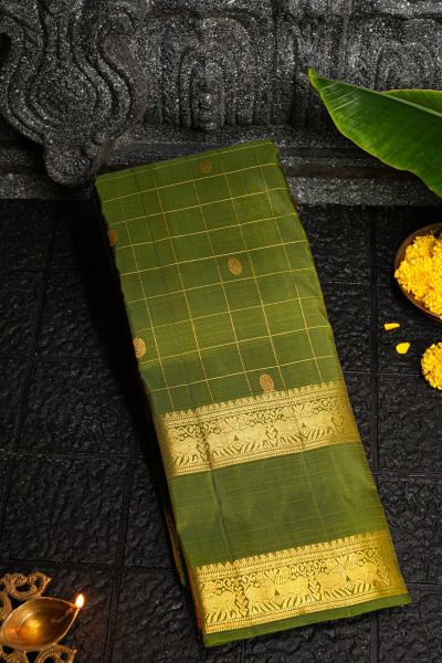Kancheepuram Silk Mehendi Green Saree