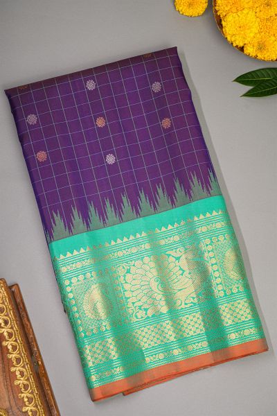 Gadwal Silk Navy Blue Saree