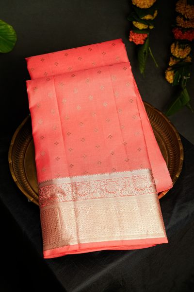 Kancheepuram Silk Peach Saree