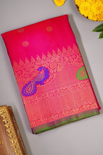 Gadwal Silk Rani Pink Saree