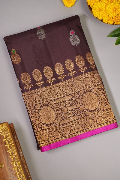 Gadwal Silk Dark Maroon Saree