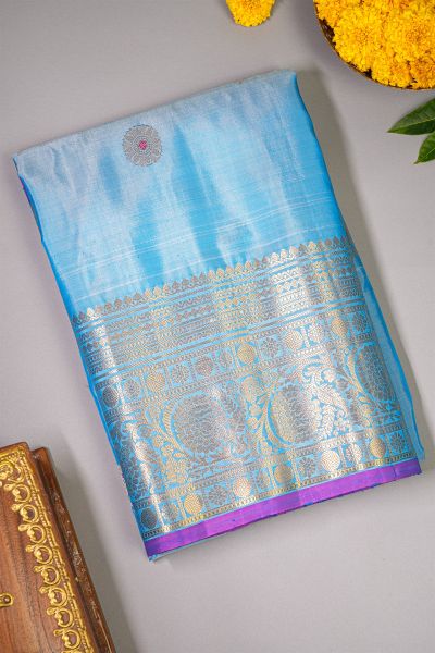 Gadwal Silk Sky Blue Saree