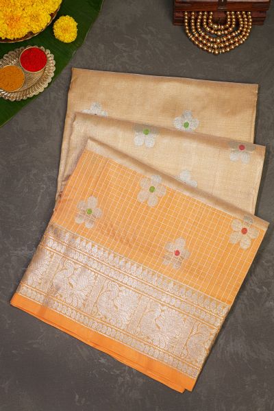 Venkatagiri Silk Light Orange Saree