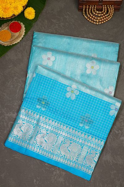Venkatagiri Silk Sky Blue Saree