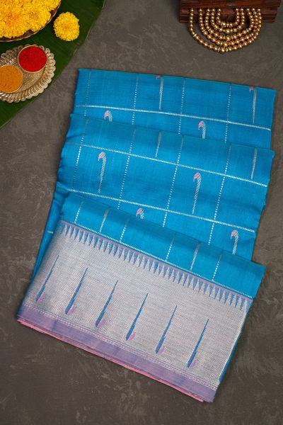 Venkatagiri Silk Sea Blue Saree