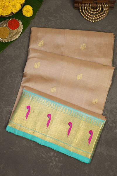 Venkatagiri Silk Light Beige Saree