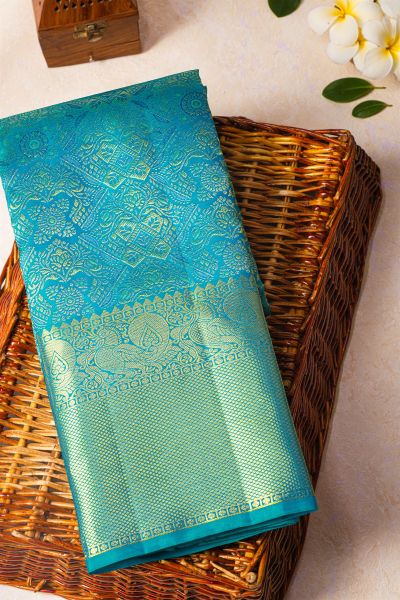 Kancheepuram Silk Sea Blue Saree