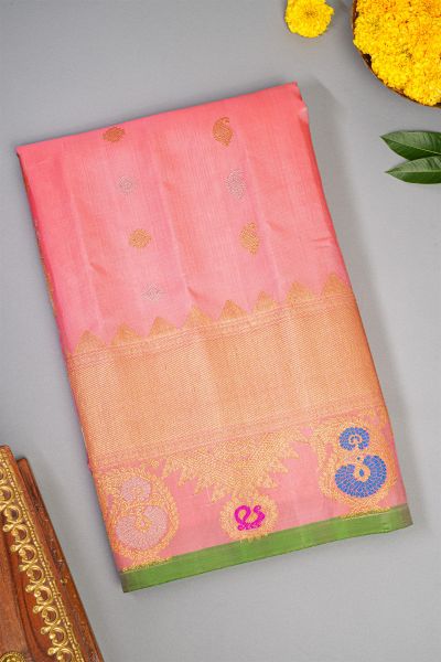Gadwal Silk Baby Pink Saree