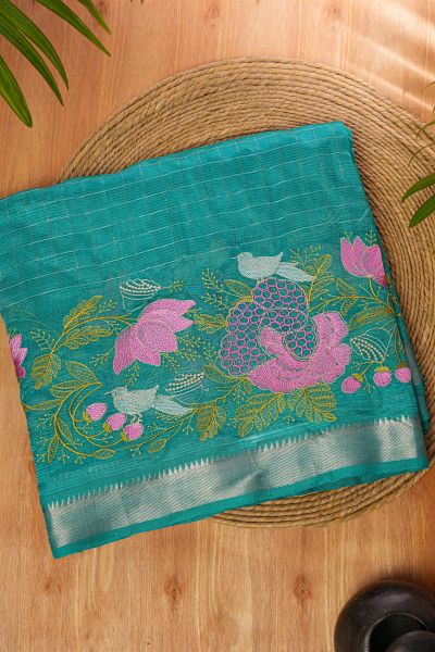 Mangalagiri Silk Sky Blue Saree