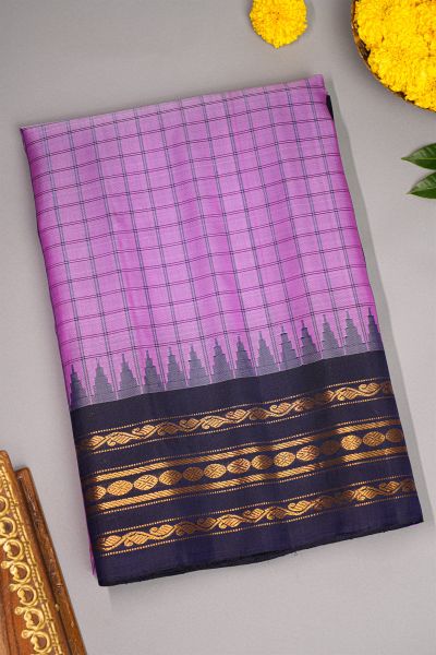 Gadwal Raw Silk Lavender Saree