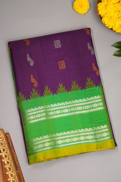 Gadwal Silk Violet Saree