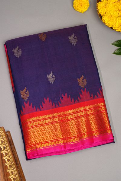 Gadwal Silk Navy Blue Saree