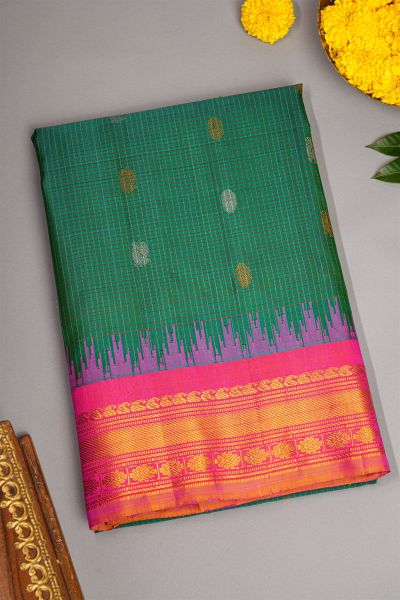 Gadwal Silk Dark Green Saree