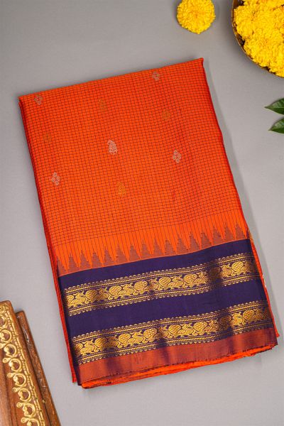 Gadwal Silk Orange Saree
