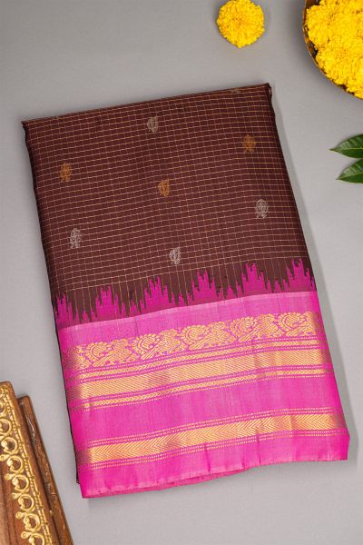 Gadwal Silk Brown Saree
