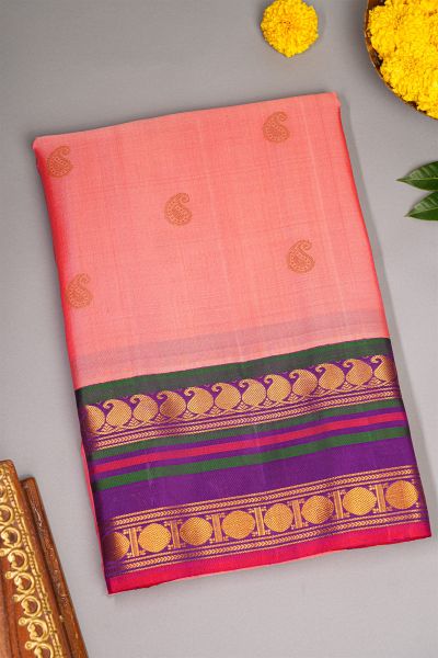Gadwal Silk Baby Pink Saree