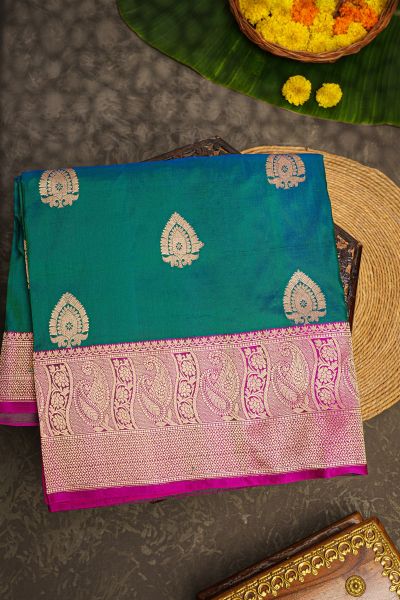 Banarasi Silk Bottle Green Saree